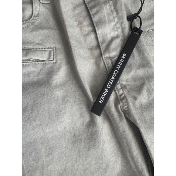 Zara Woman Skinny Coated Biker Jeans Moto Style Light Gray Size 6 - Picture 2 of 6